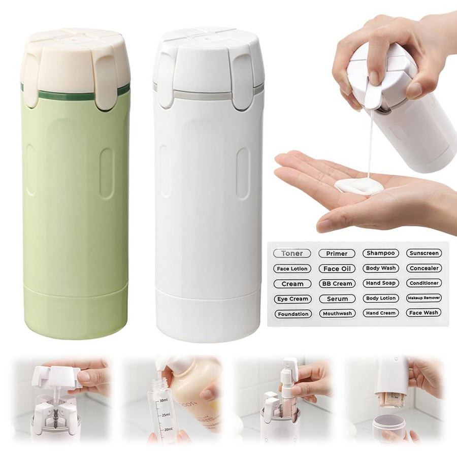 4-in-1 Travel Dispenser – Refillable Leak-Resistant Toiletry Bottles