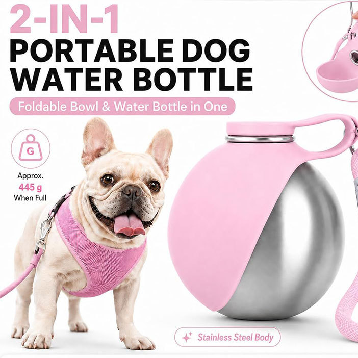 Portable Dog Water Bottle – Leak-Resistant Travel Bottle for Walks & Trips