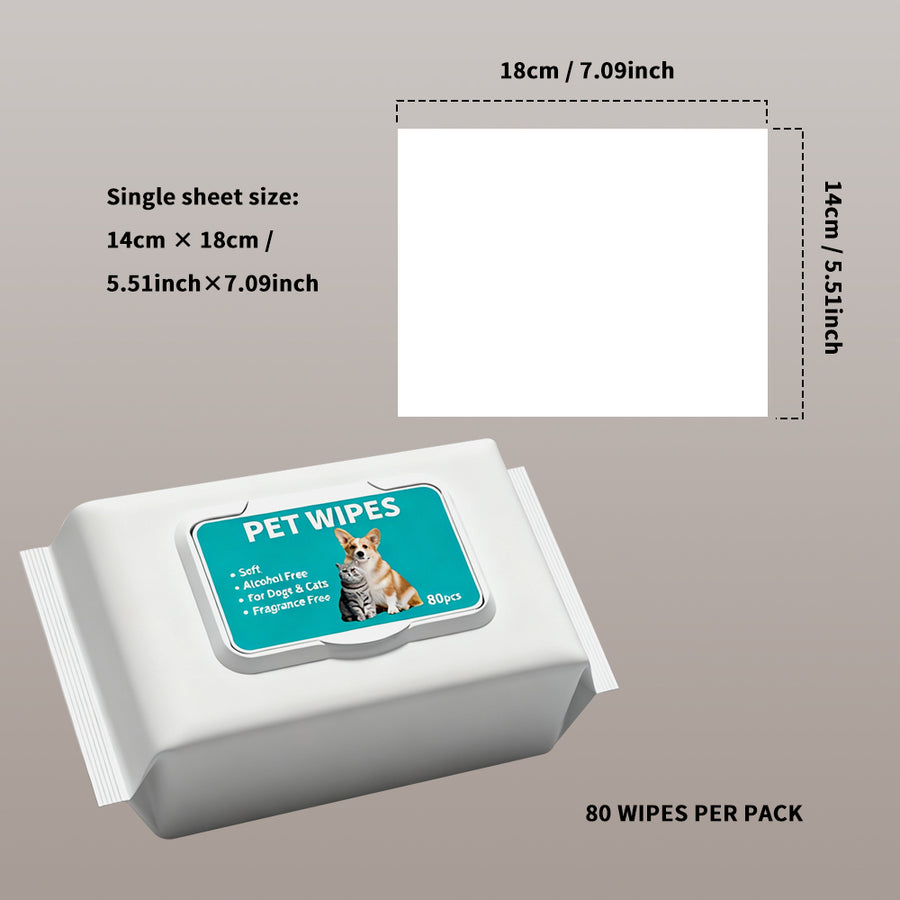 80-Count Pet Wipes – Alcohol-Free & Fragrance-Free Dog and Cat Cleaning Wipes