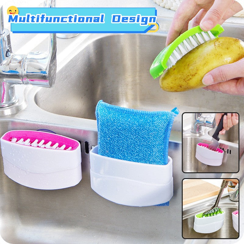 Kitchen Cleaning Brush with Suction Cup – Dish & Produce Scrubber