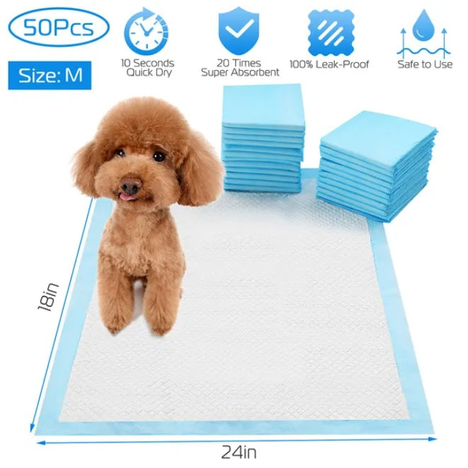 50-Pack Dog Training Pads – Everyday Puppy & Dog Potty Pads